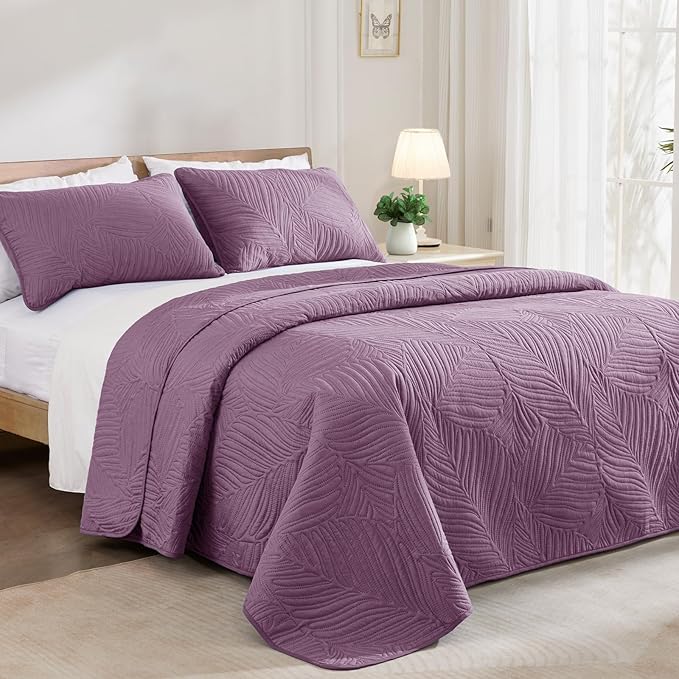 Exclusivo Mezcla Twin Quilt Bedding Set, Lightweight Dusty Lavender Quilts Twin - Image 2
