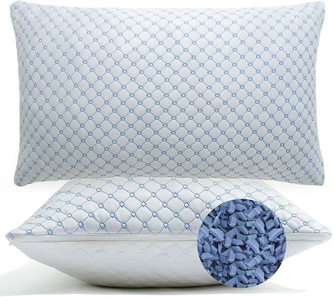 Cooling Bed Pillows for Sleeping Set of 2, Shredded Memory Foam Pillows for Bed by Unknown
