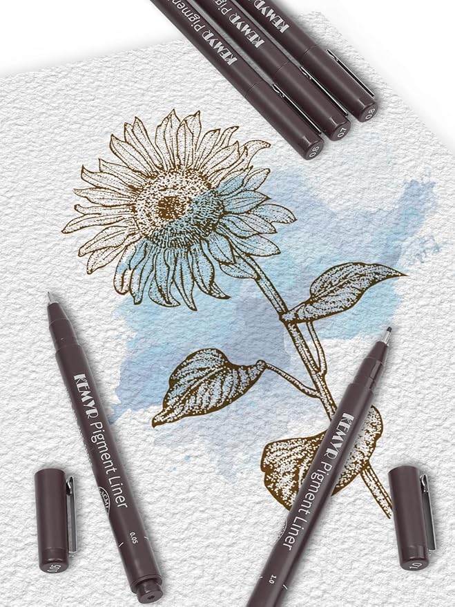 10 Micro Fine liner Drawing Art Pens Calligraphy Pens: 0.05mm-1.0mm Size Art supplies Waterproof Archival brown Ink Markers For Artists,Use for Professional Watercolor,Sketching-DeskoryOffice