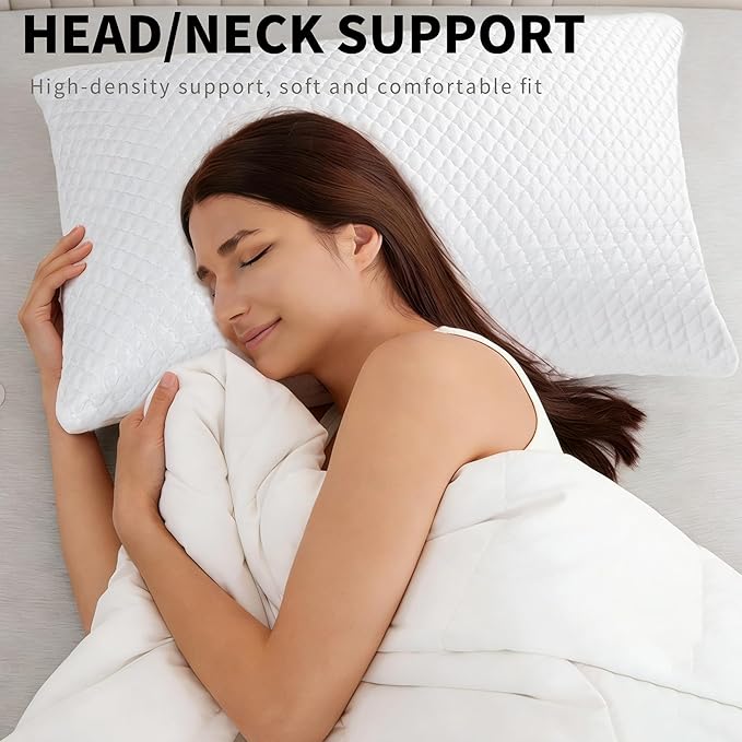 Cooling Pillow for Sleeping King Size Set of 2, Shredded Memory Foam Pillows - Image 2