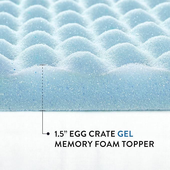 Best Price Mattress 1.5 Inch Egg Crate Memory Foam Mattress Topper, Cooling Gel - Image 8