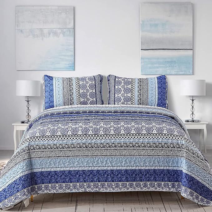 WONGS BEDDING Boho Quilt Set Queen Size, Lightweight Bedspread Coverlet Bedding by WONGSBEDDING