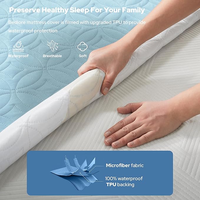 BEDLORE Waterproof Mattress Protector, Twin Size Mattress Pad - Image 2