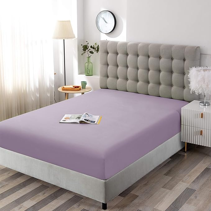 Sfoothome Twin Lavender Fitted Sheet Only, Wrinkle Free - Image 2