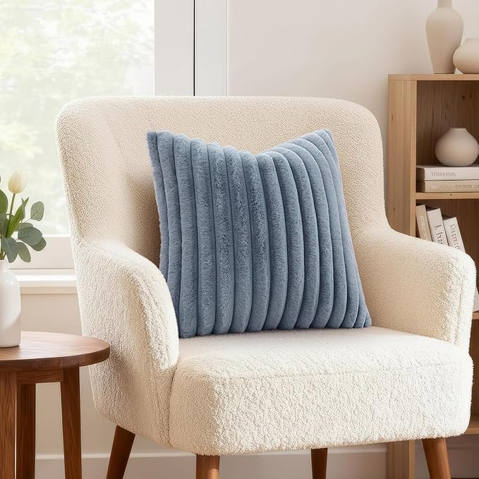 decorUhome Cozy Faux Fur Throw Pillow Covers 24x24 Set of 2 Decorative Soft - Image 4