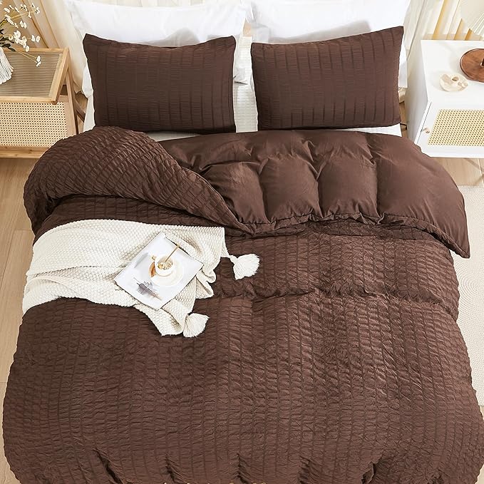 AveLom Seersucker Duvet Cover Set Queen Size, 3 Pieces, Textured Duvet Cover - Image 7