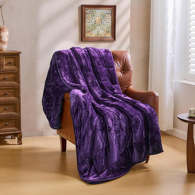 Super Fuzzy Soft Sherpa Fleece Weighted Blanket, 15 lbs Dual Sided Fluffy Heavy - Image 7
