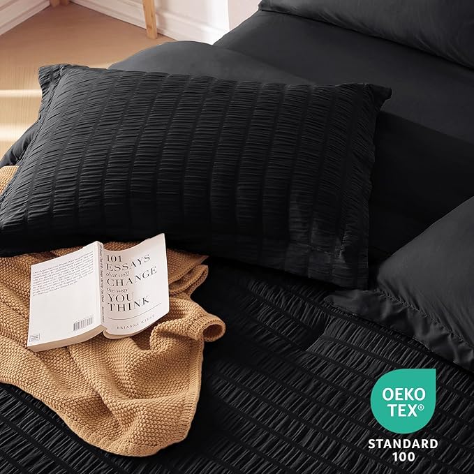 MUXHOMO 5 Pieces Twin Comforter Set, Seersucker Bed in a Bag Twin Size - Image 9