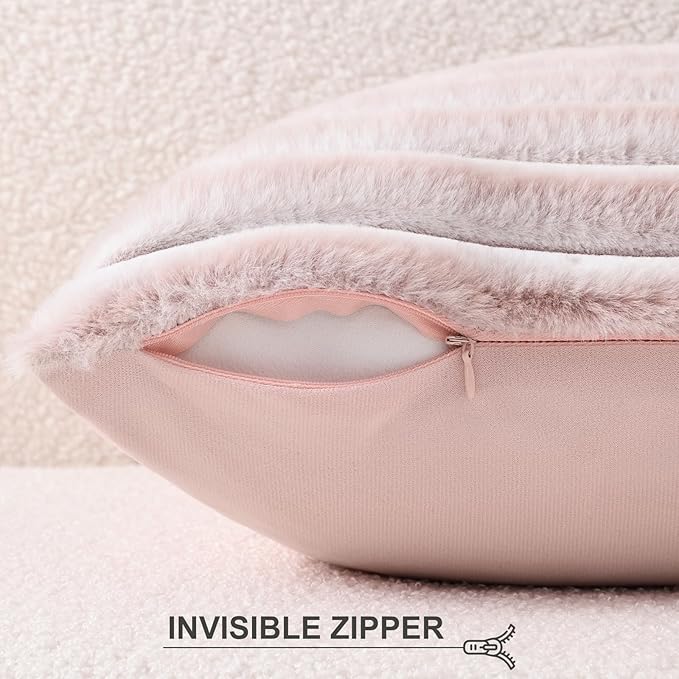 Pallene Faux Fur Plush Throw Pillow Covers 20x20 Set of 2, Luxury Soft Fluffy - Image 3
