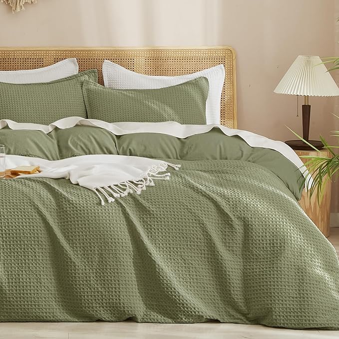 PHF Waffle Duvet Cover Set Twin/Twin XL Size, No Snagging Ultra Soft Luxury by PHF