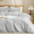 PHF Waffle Weave Duvet Cover Set Queen Size, No Snagging Ultra Soft Luxury by PHF