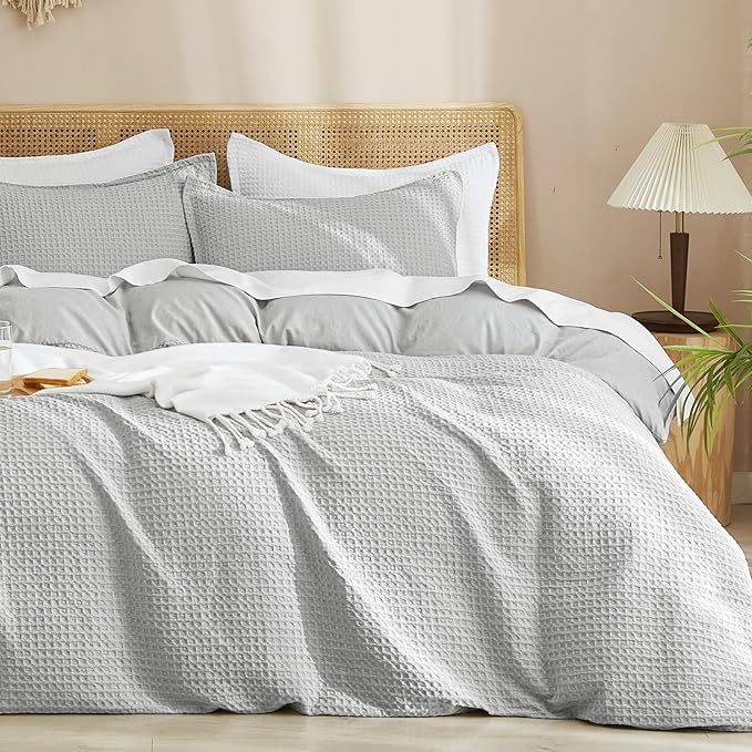 PHF Waffle Weave Duvet Cover Set Twin/Twin XL Size, No Snagging Soft Luxury by PHF
