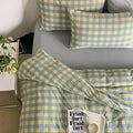 mixinni Yellow Blue Green Checkered Duvet Cover Set by mixinni