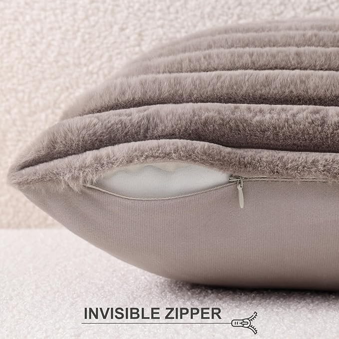 Pallene Faux Fur Plush Throw Pillow Covers 18x18 Set of 2, Luxury Soft Fluffy - Image 3