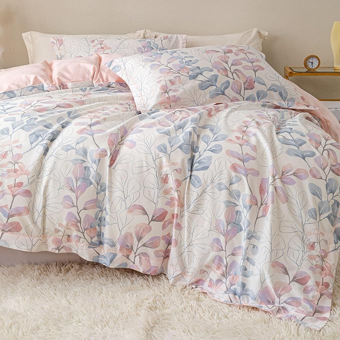 OAITE Duvet Cover Set Queen Size Floral Pattern Ultra Soft 100% Cotton Duvet by OAITE