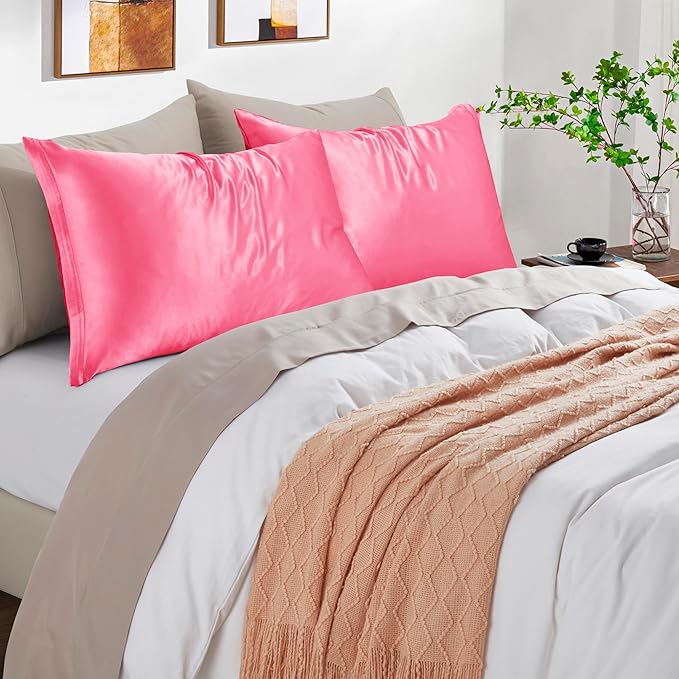 Peach Red Satin Pillowcases - Image 3