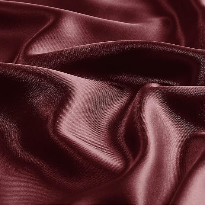 BEDELITE Satin Pillowcase with Zipper 2 Pack, Burgundy Pillow Cases Standard - Image 3