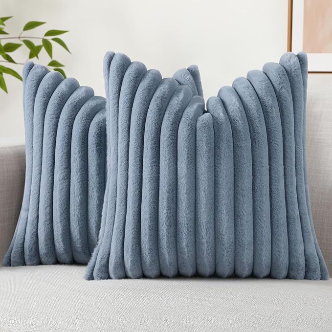 decorUhome Cozy Faux Fur Throw Pillow Covers 26x26 Set of 2 Decorative Soft by decorUhome
