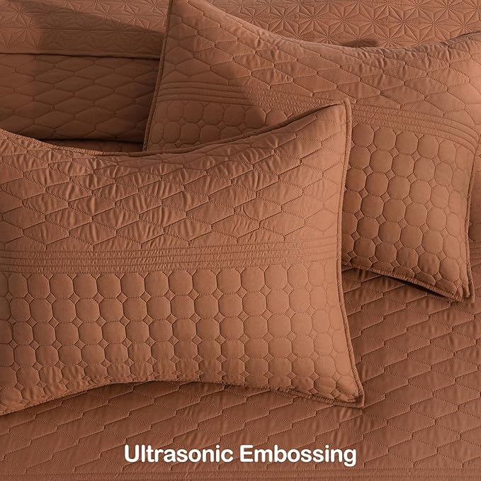 HORIMOTE HOME Burnt Orange King Size Quilt Set - Image 6