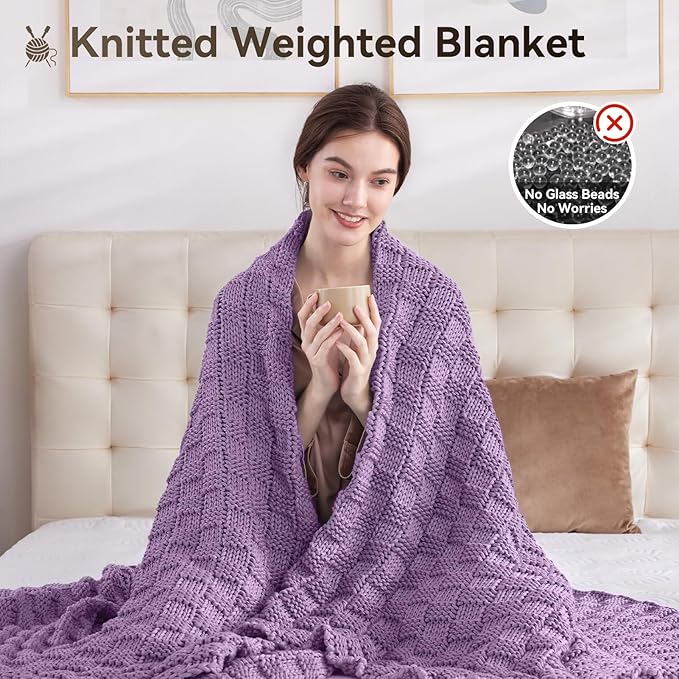 Knitted Weighted Blanket Adult, No Beads Heavy Blanket 60” x 80'' 20lbs - Image 5
