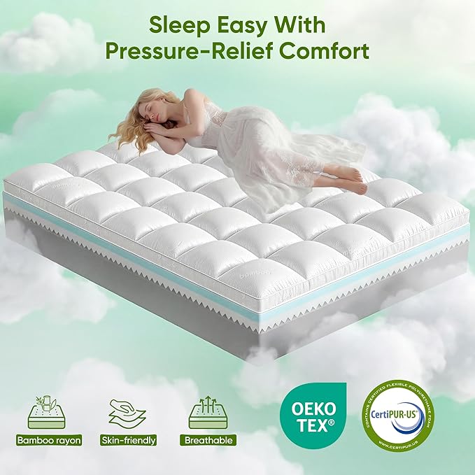 5 Inch Full Size Mattress Topper, Memory Foam Mattress Toppers -2.5" Cooling - Image 7
