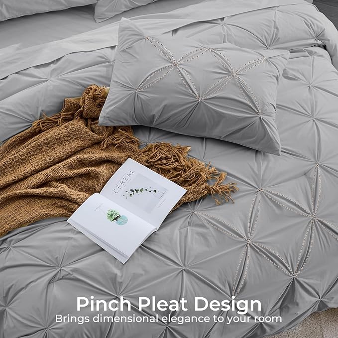 Sasttie Full Size Comforter Set, 7-Piece Bed in a Bag, Pintuck Bedding Sets - Image 4