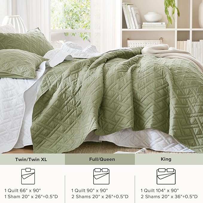 Comfort Spaces Queen Quilt Set Modern Reversible Diamond Coverlet Queen Bedding - Image 7