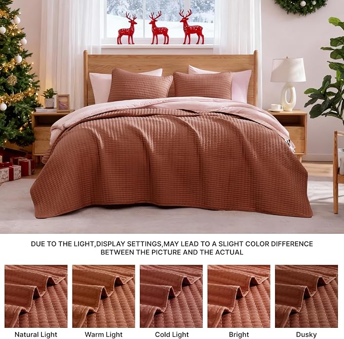 WRENSONGE Queen Quilt-3 Pieces Lightweight Autumn Leaf Fall Bedspreads Queen - Image 7