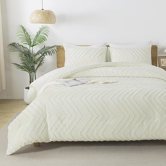 Andency Ivory Comforter Set King Size, Boho Soft Warm Tufted Bedding Comforter - Image 6