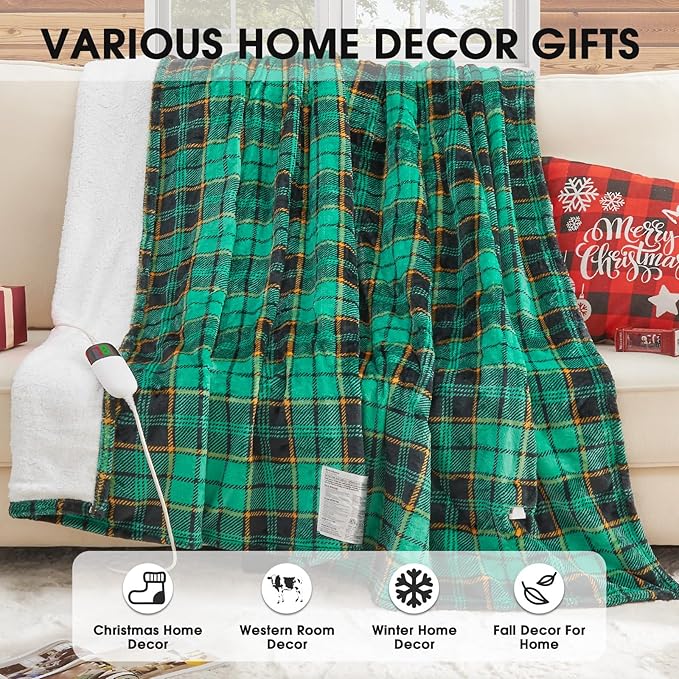 Green Heated Blanket Electric Throw 50X60, Heating Blanket - Image 7