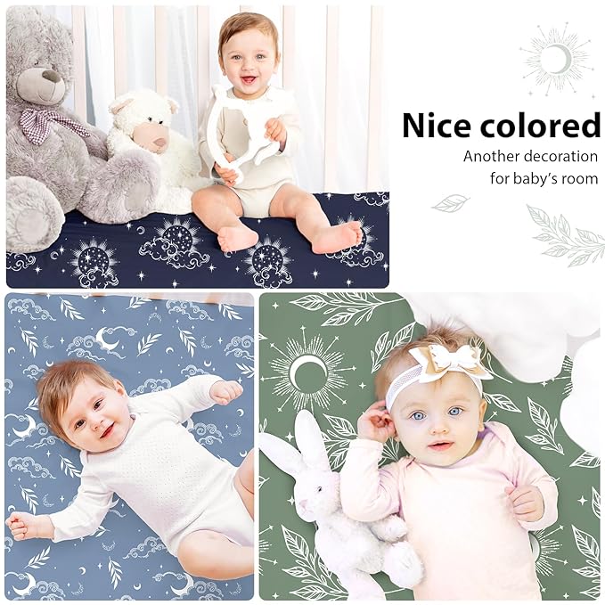 Baby Mini Crib Sheets Boy, Portable 38”x26” Pack and Play Sheets Fitted - Image 9