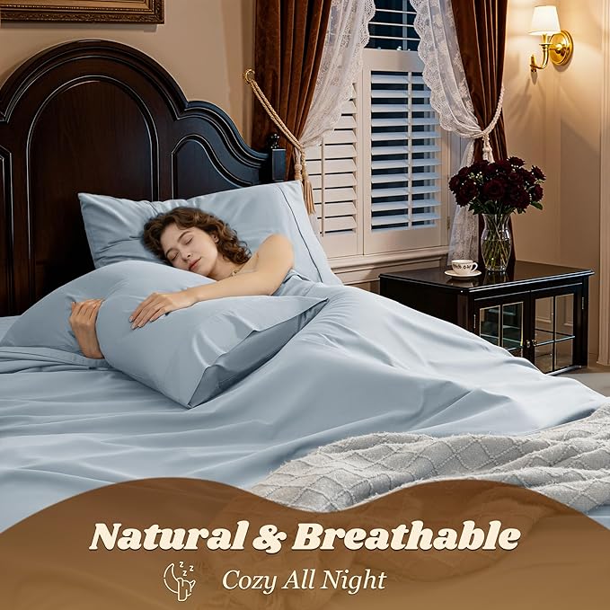 LBRO2M 1000 Thread Count 100% Egyptian Cotton Sheets Set California King Size - Image 5