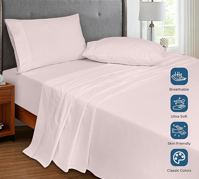Royale Linens 100% Organic Cotton Twin Flat Sheet Only - Image 4