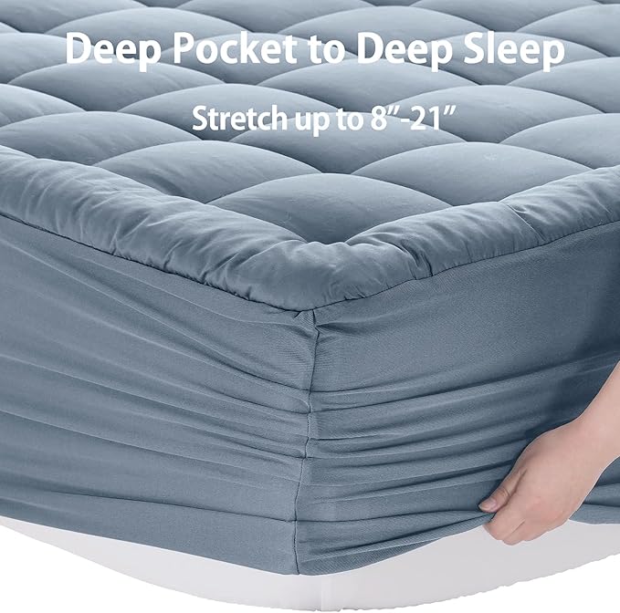 EASELAND King Size Mattress Pad Pillow Top Mattress Cover Quilted Fitted - Image 5