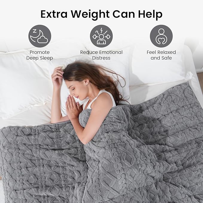 Drewin Weighted Blanket 20lbs, Dual Sided Fluffy Fuzzy Sherpa Queen Size - Image 2