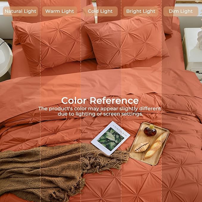 Sasttie Twin Comforter Set, 5-Piece Bed in a Bag, Pintuck Bedding Sets - Image 8