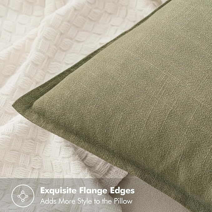 MIULEE Decorative Linen Pillow Covers 16x16 Inch Light Olive Green ​Boho - Image 2