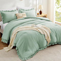 FUANNA King Size Comforter Set Sage Green, 3 Pieces Ruffle King Bedding Set by FUANNA