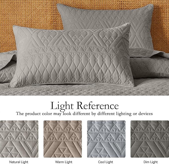 akkialla Twin Size Quilt Bedding Set, Dark Grey Lightweight Microfiber Soft - Image 5