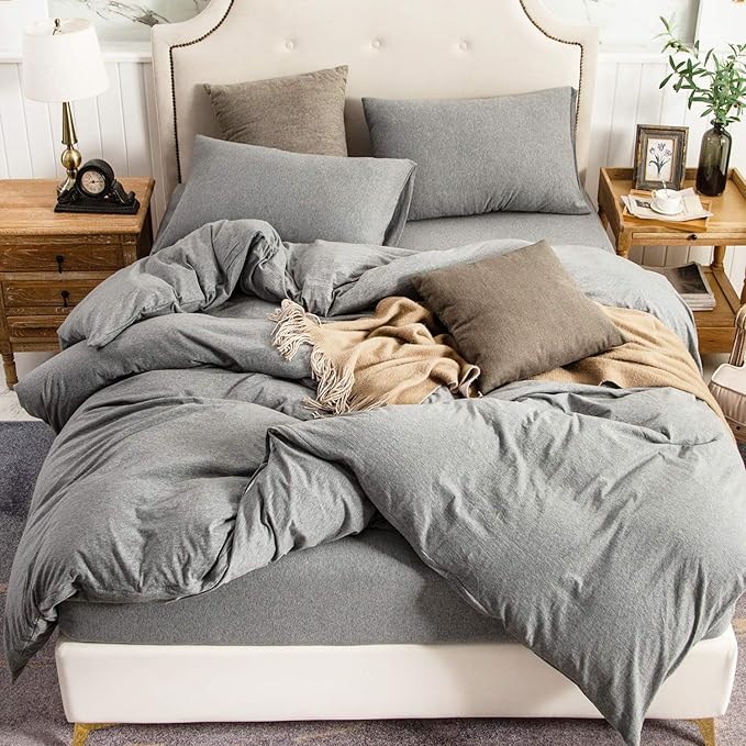 PURE ERA Jersey Knit Duvet Cover Set 100% T-Shirt Cotton Super Soft Comfy 2pc by PUREERA