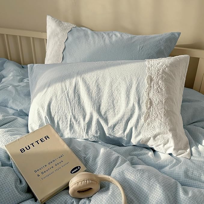 mixinni Blue Gingham Duvet Cover Full Size - Image 7