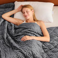 Grey Weighted Blanket for Adults 15lbs, Twin Full Size Cooling Minky Heavy by BETU