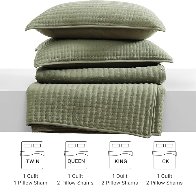 WRENSONGE King Size Quilt-3 Pieces Lightweight Bedspreads Olive Green King - Image 8