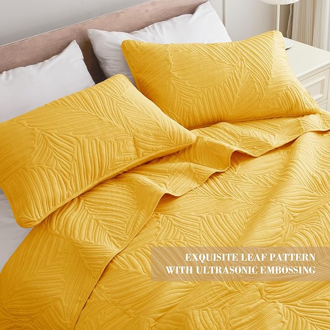 Exclusivo Mezcla Twin Quilt Bedding Set, Lightweight Yellow Quilts Twin Size - Image 3