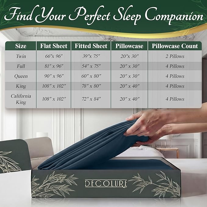 DECOLURE 100% Viscose Derived from Bamboo Sheets Twin Size - Image 8