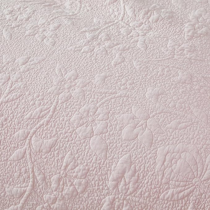 Brandream Light Pink Quilt Set King Size Cotton Shabby Chic Bedding Matelasse - Image 4