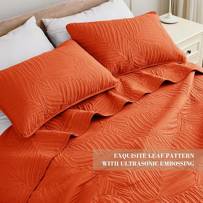 Exclusivo Mezcla Twin Quilt Bedding Set, Lightweight Burnt Orange Quilts Twin - Image 3