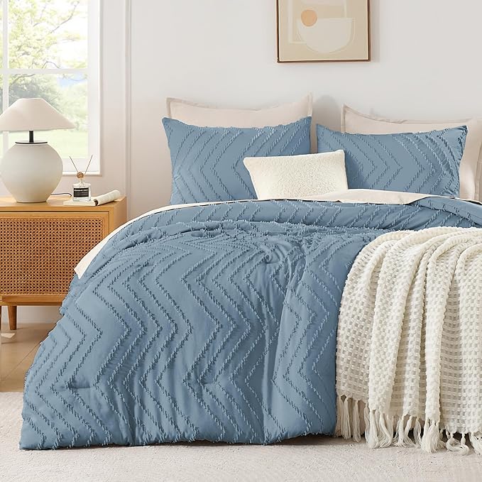 Andency Greyish Blue California King Comforter Set, Boho Cal King Soft Warm by Andency
