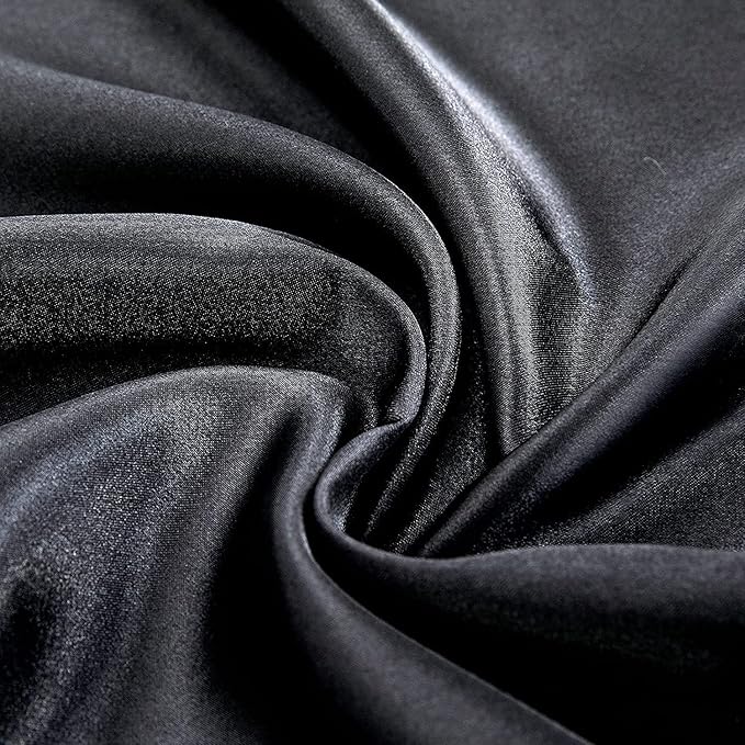 Homiest Black Satin Flat Sheet Twin Flat Sheet Only, Twin Top Sheet Silky - Image 3