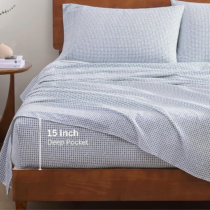 LANE LINEN 100% Organic Cotton Printed California King Size Bedding Sheets & - Image 4